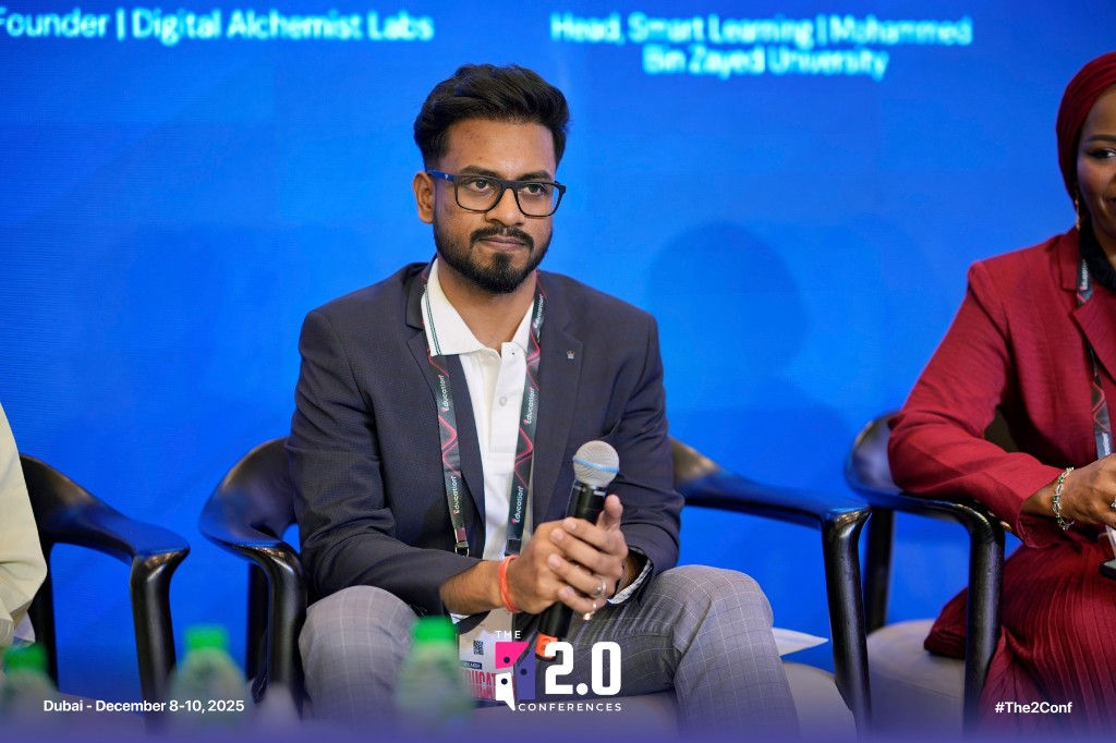 Abhishek Kumar speaking at a conference as Founder, Digital Alchemist Labs